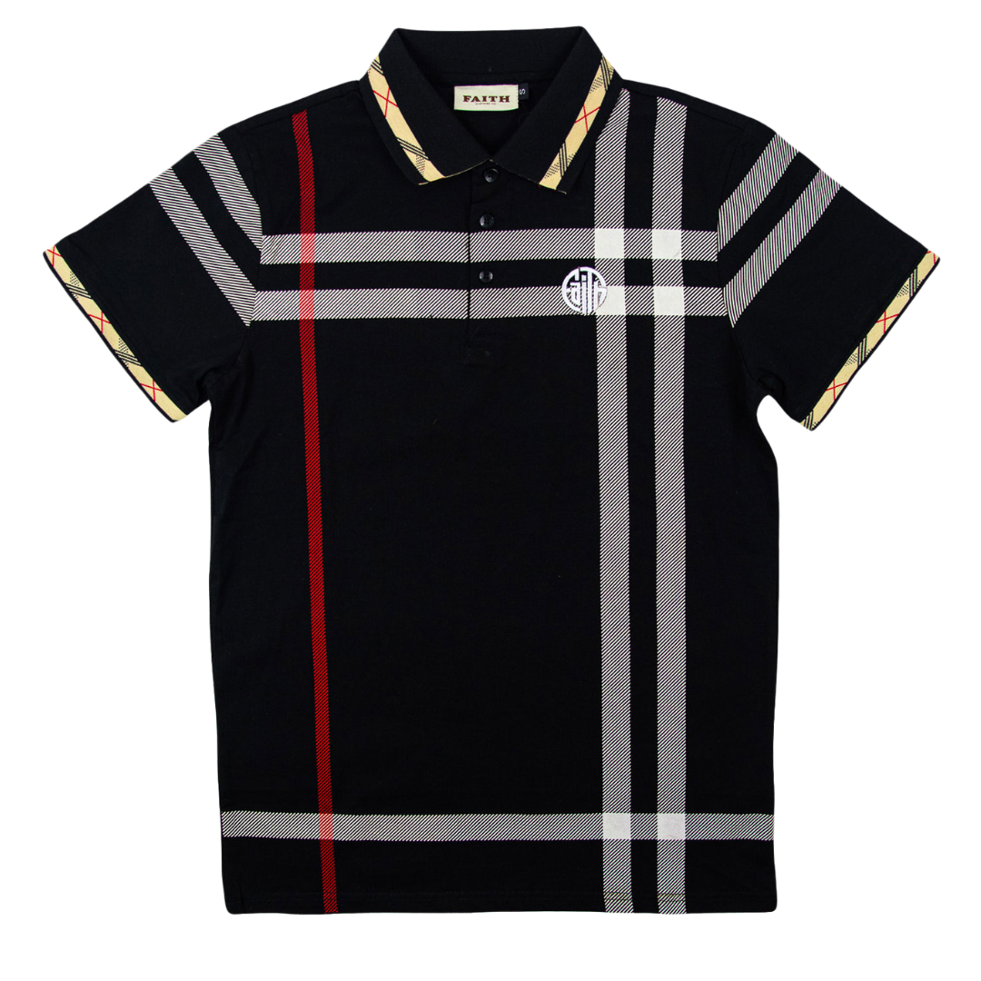 Circle Faith Polo -Black/White Stripes