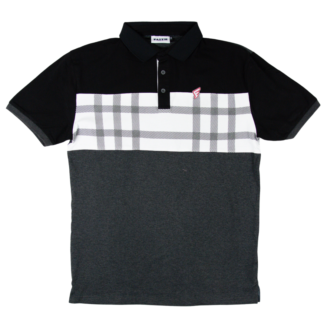 Black & White Check Faith Golf Polo
