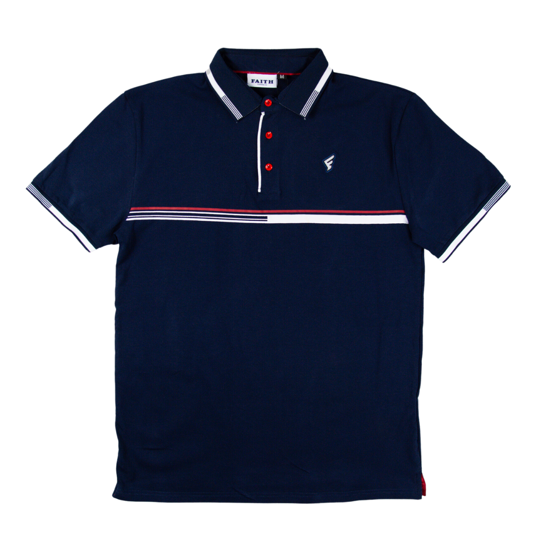 Navy & White Faith Golf Polo
