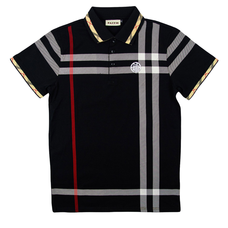 Circle Faith Polo -Black/White Stripes