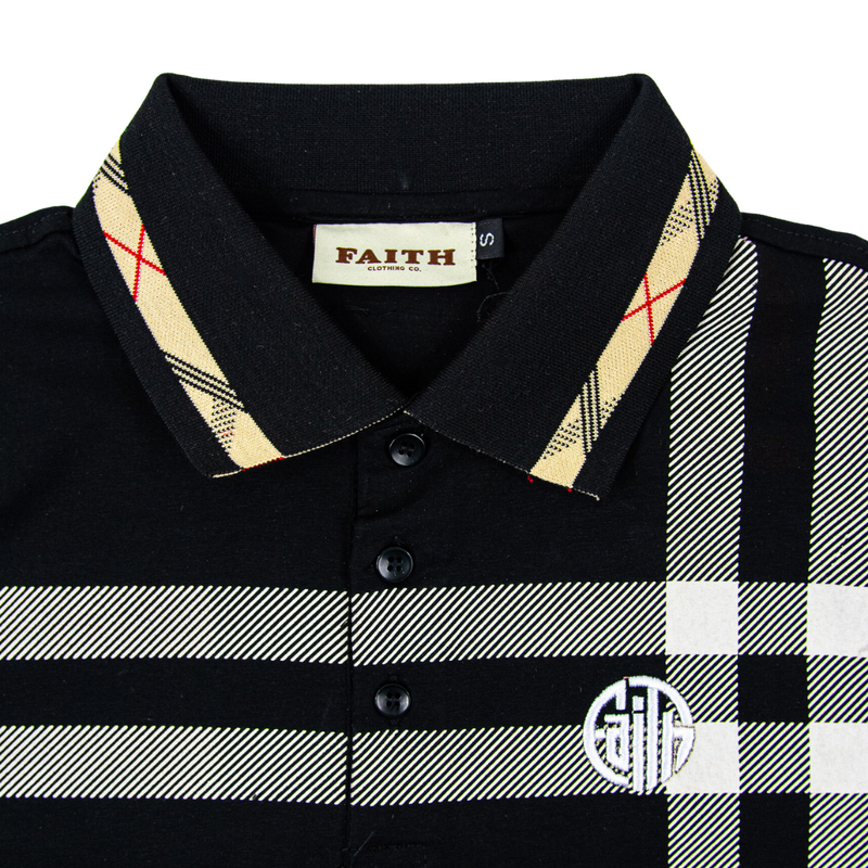 Circle Faith Polo -Black/White Stripes