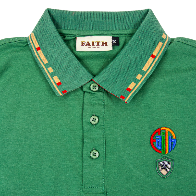Multi Color Circle Faith Polo - Green