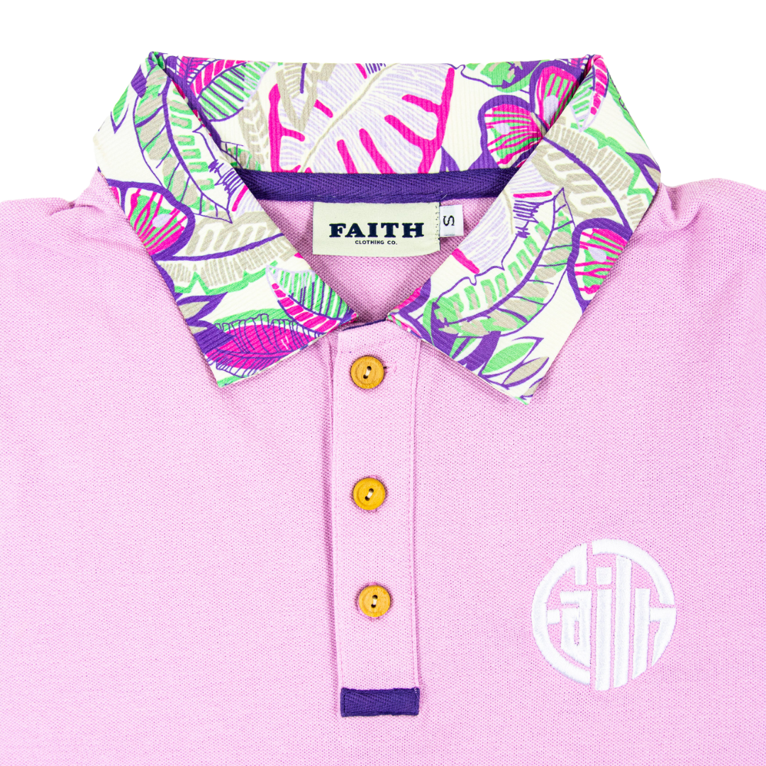 Circle Faith Short Sleeve Polos - Floral