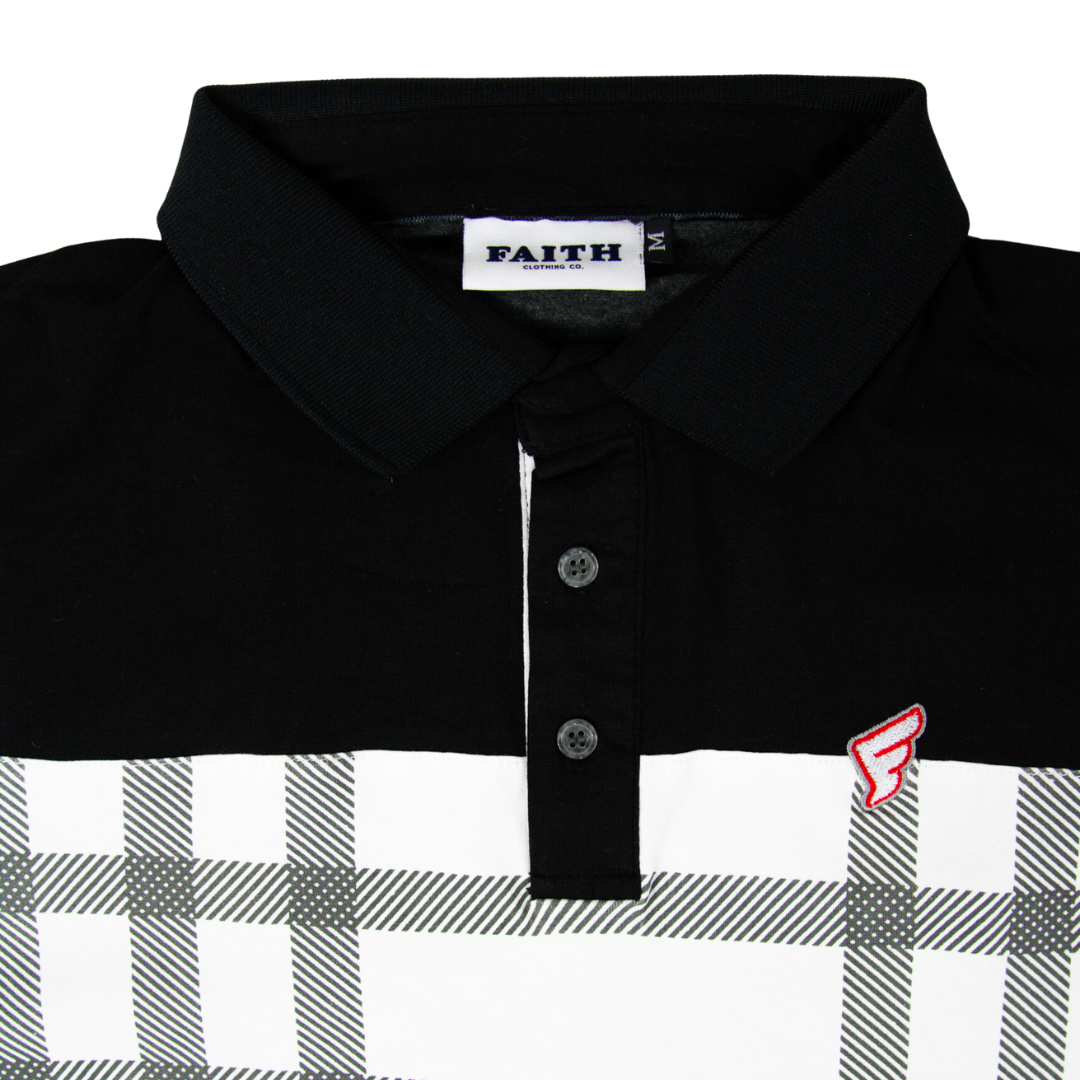 Black & White Check Faith Golf Polo