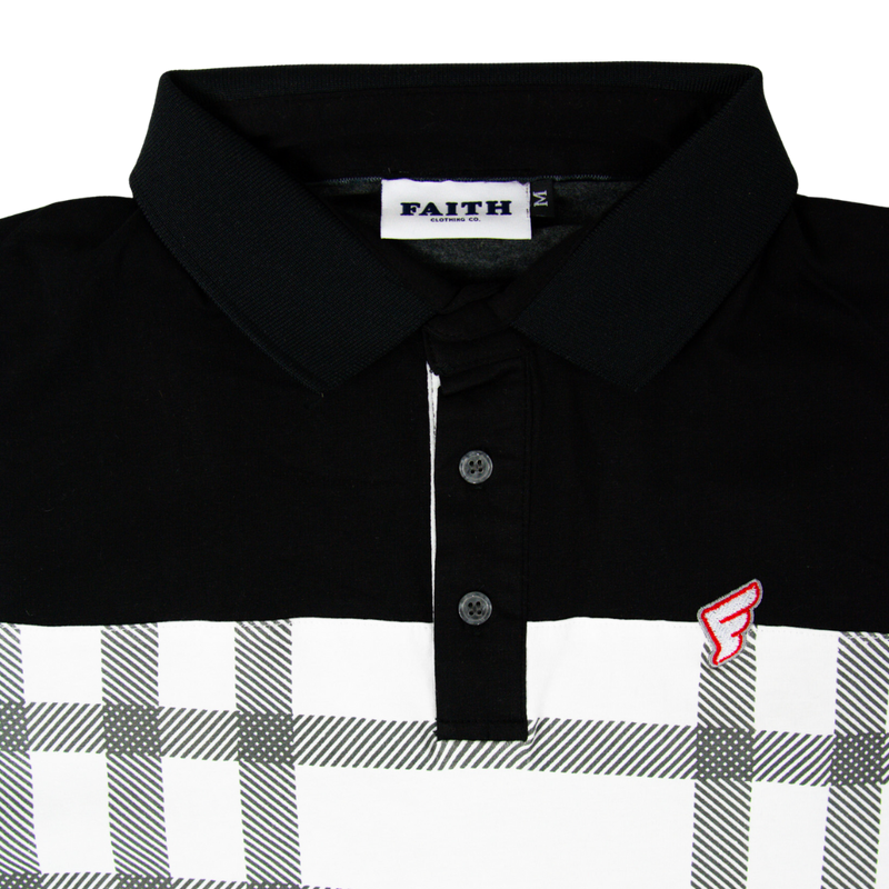 Black & White Check Faith Golf Polo