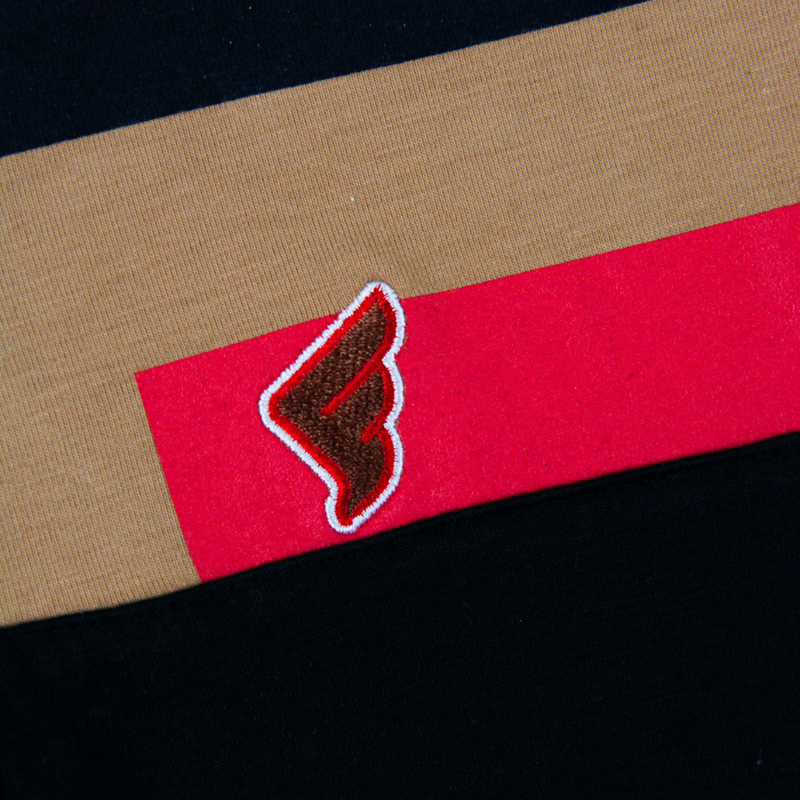 Tan & Black Stripe Faith Golf Polo