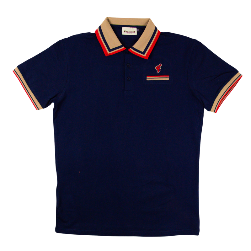 Navy & Red Faith Golf Polo