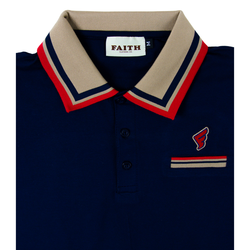 Navy & Red Faith Golf Polo