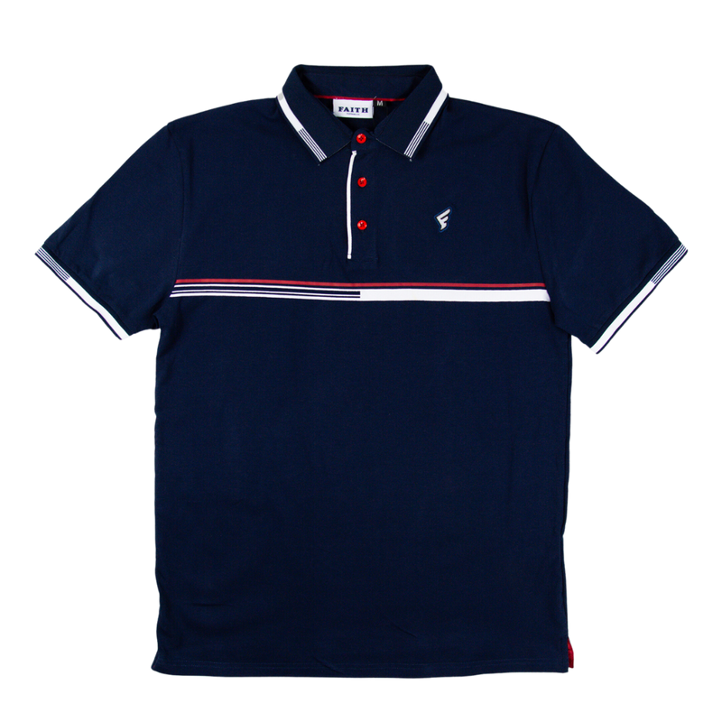 Navy & White Faith Golf Polo