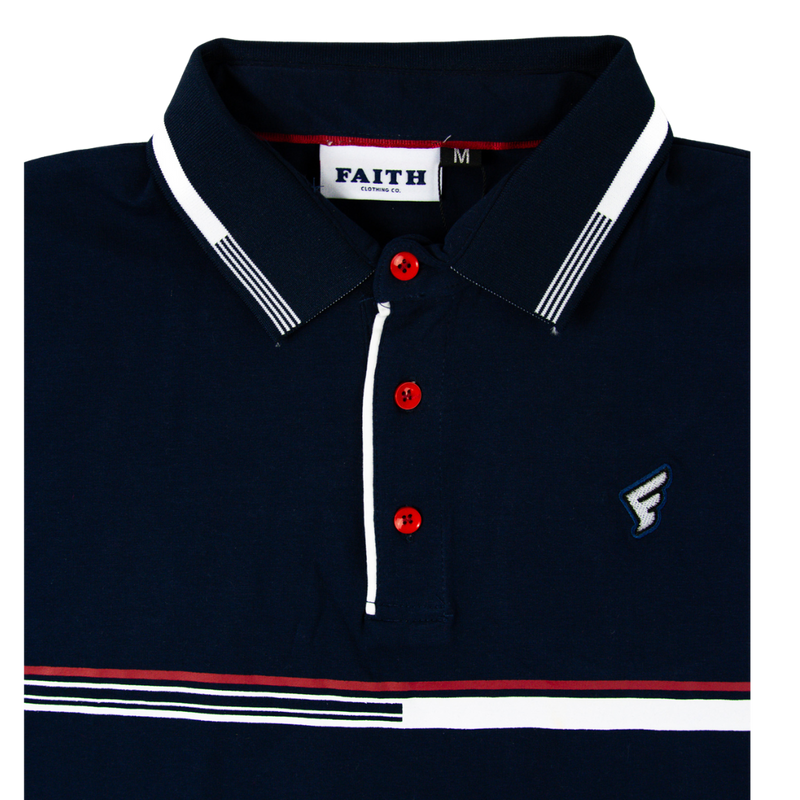 Navy & White Faith Golf Polo