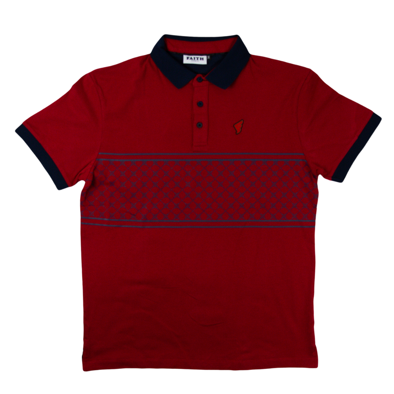 Navy Pattern Faith Golf Polo