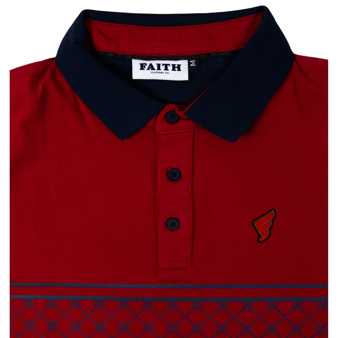 Navy Pattern Faith Golf Polo