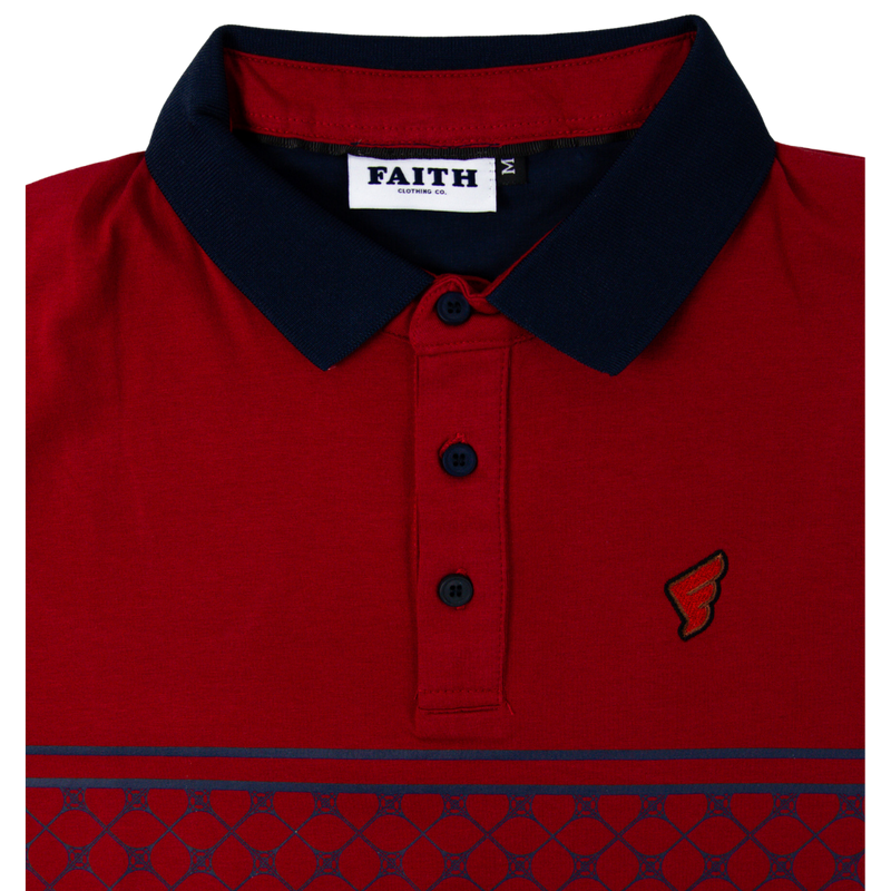 Navy Pattern Faith Golf Polo