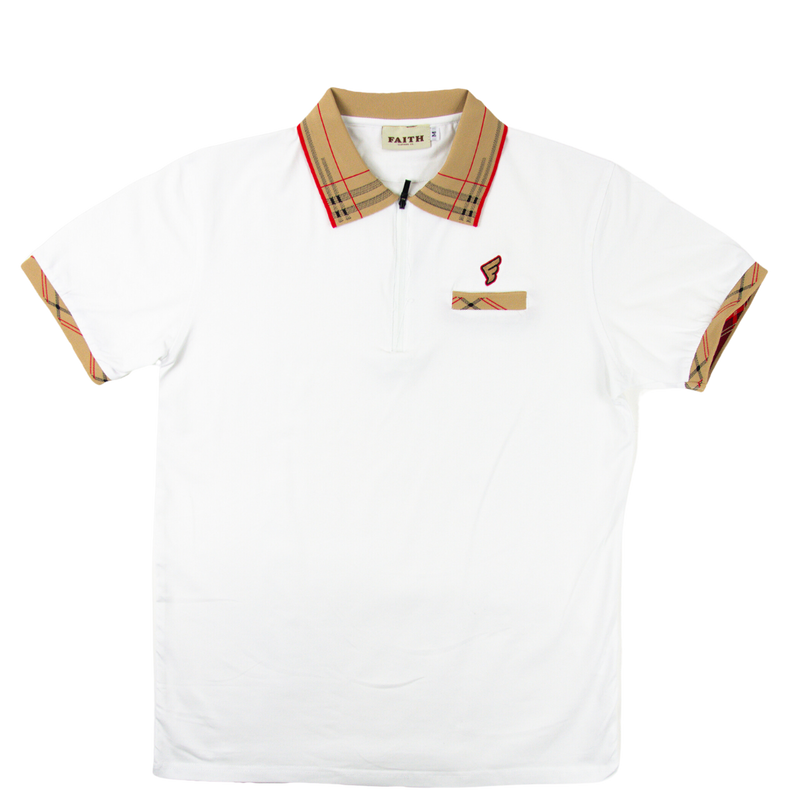 White & Tan Faith Golf Polo